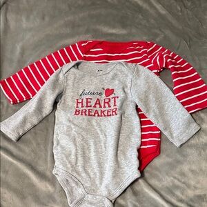 Gray and Red Heartbreaker Baby One Piece Set